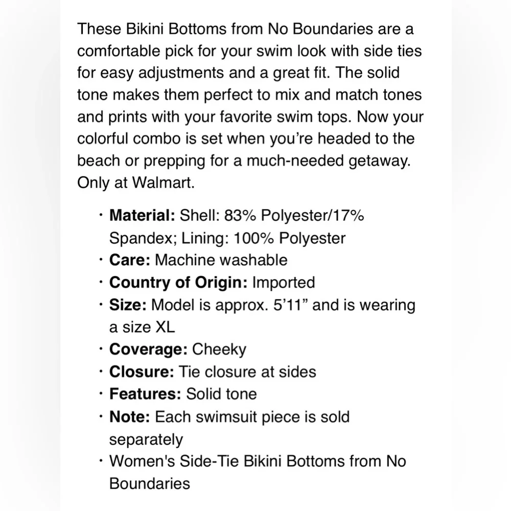 No Boundaries Women’s Electric Pink Side‎ Tie Bikini Bottoms! NWT! Size Large!